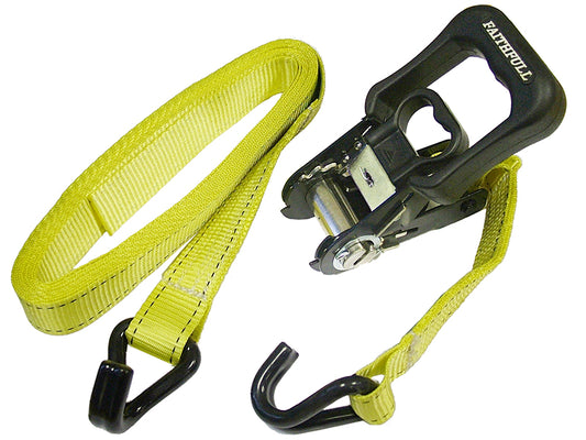 Faithfull Ratchet Tie-Downs J-Hook 5m x 32mm Breaking Strain 1320kg/daN 2 Piece FAITDRAT51JH