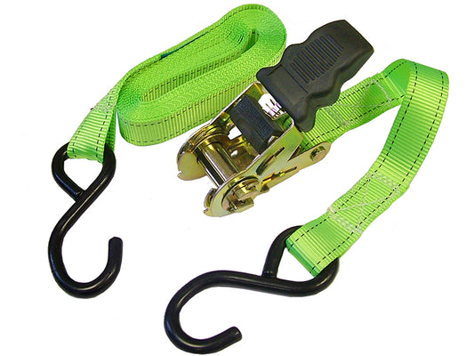 Faithfull Ratchet Tie-Downs S-Hook 5m x 25mm Breaking Strain 600kg/daN 2 Piece FAITDRAT51SH