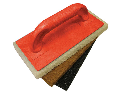 Faithfull Scouring Pad Holder + Fine Medium & Coarse Pads FAITLSCOUR3