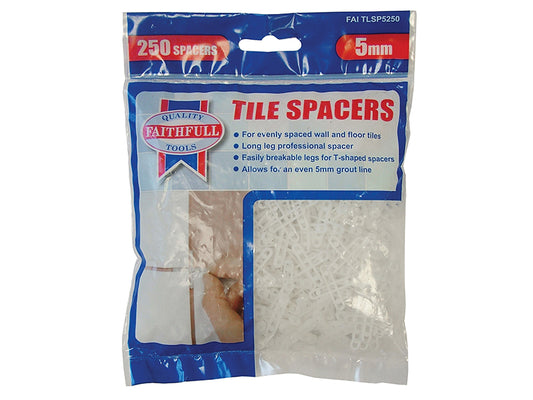 Faithfull Tile Spacer Long Leg 5mm (Bag 250) FAITLSP5250