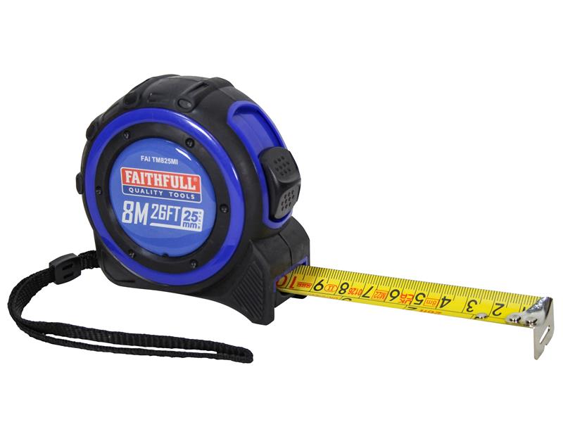 Faithfull Trade Tape Measure 8m 26ft Width 25mm FAITM825MI