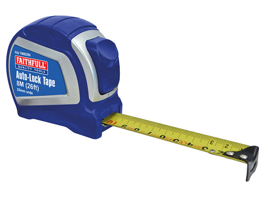 Faithfull Auto-Lock Tape 8m/26ft (Width 25mm) FAITM825N