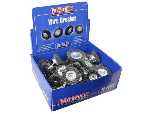 Faithfull Wire Brush Assortment 36 Piece FAIWBA36