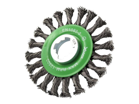 Faithfull Conical Wire Brush 115mm M14x2 0.50mm Stainless Steel FAIWBCTSSXL