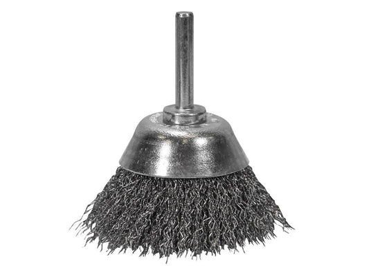 Faithfull Wire Cup Brush 75mm x 6mm Shank, 0.30mm Wire FAIWBS75