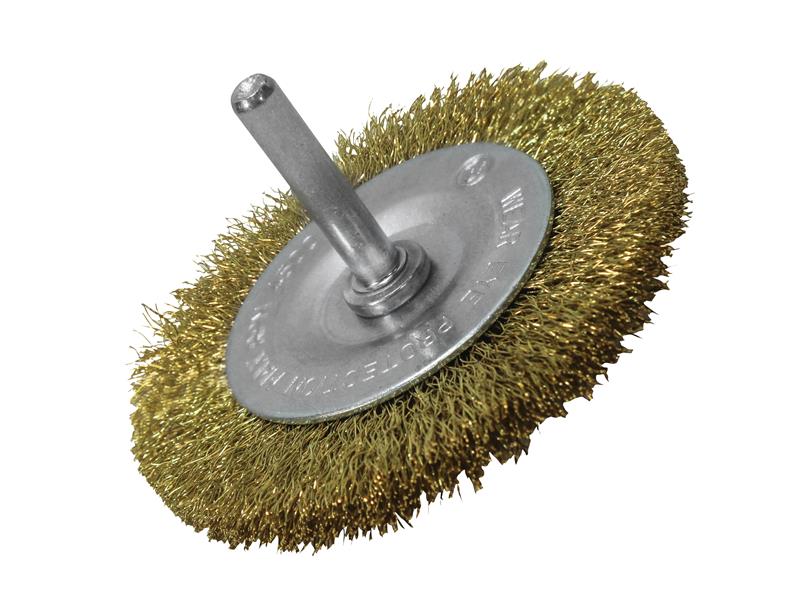 Faithfull Wire Brush 75mm x 6mm Shank, 0.30 Brass Wire FAIWBS75CB