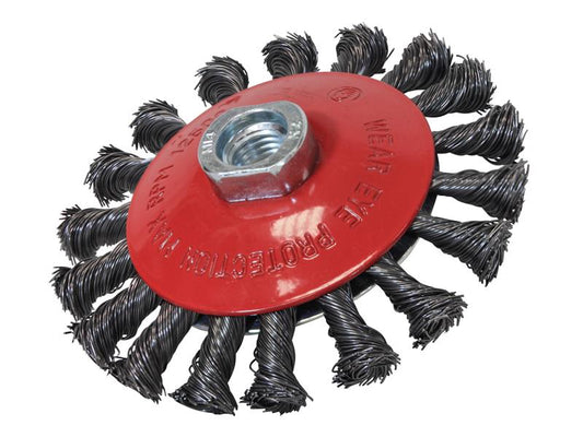 Faithfull Conical Wire Brush 100mm M10x1.5 Bore, 0.50mm Wire FAIWBTC100MC