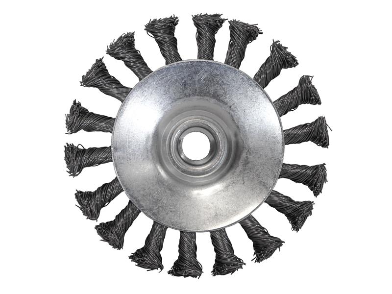 Faithfull Conical Wire Brush 100mm M10x1.5 Bore, 0.50mm Wire FAIWBTC100MC