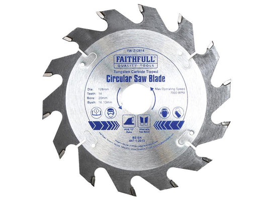 Faithfull TCT Circular Saw Blade 128 x 20mm x 14T POS FAIZ12814