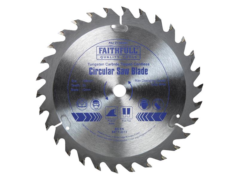 Faithfull TCT Cordless Trimsaw Blade 136 x 10mm x 30T POS FAIZ13630C