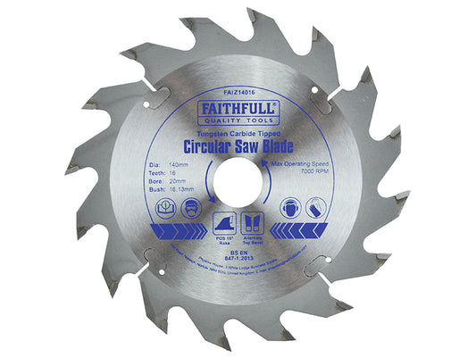 Faithfull TCT Circular Saw Blade 140 x 20mm x 16T POS FAIZ14016