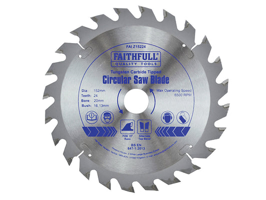 Faithfull TCT Circular Saw Blade 152 x 20mm x 24T POS FAIZ15224