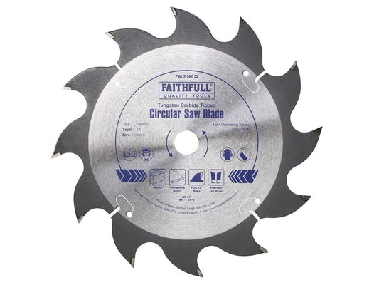 Faithfull TCT Circular Saw Blade 180 x 16mm x 12T POS FAIZ18012