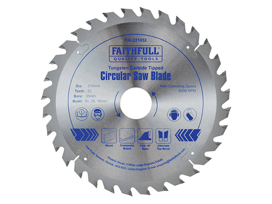 Faithfull TCT Circular Saw Blade 210 x 35mm x 32T POS FAIZ21032