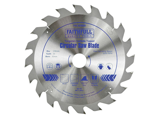 Faithfull TCT Circular Saw Blade 230 x 30mm x 20T POS FAIZ23020