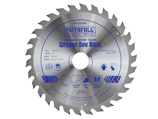 Faithfull TCT Circular Saw Blade 235 x 35mm x 30T POS FAIZ23530
