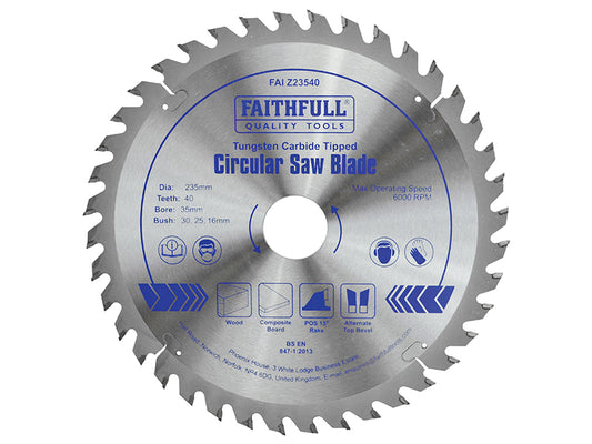 Faithfull TCT Circular Saw Blade 235 x 35mm x 40T POS FAIZ23540