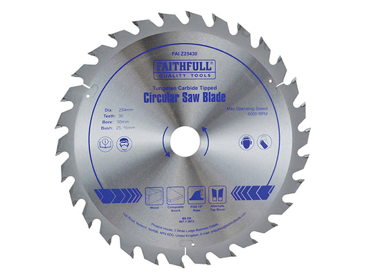 Faithfull TCT Circular Saw Blade 250 x 30mm x 24T POS FAIZ25024