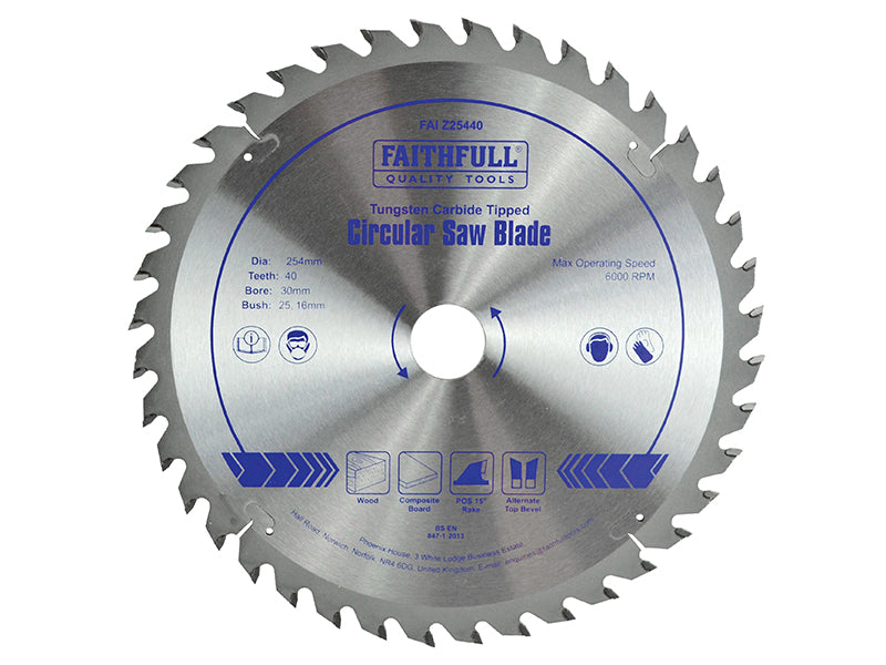Faithfull TCT Circular Saw Blade 254 x 30mm x 40T POS FAIZ25440