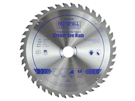 Faithfull TCT Circular Saw Blade 254 x 30mm x 40T POS FAIZ25440
