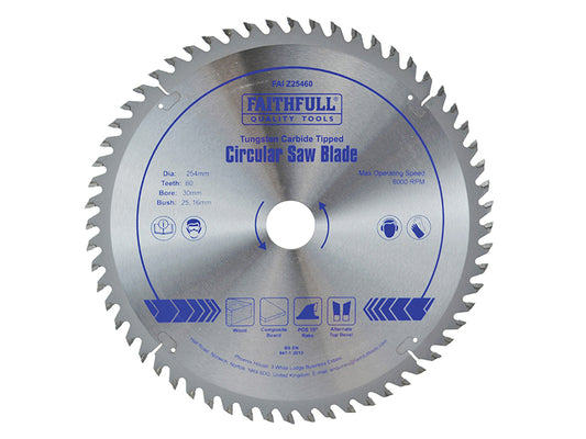 Faithfull TCT Circular Saw Blade 254 x 30mm x 60T POS FAIZ25460