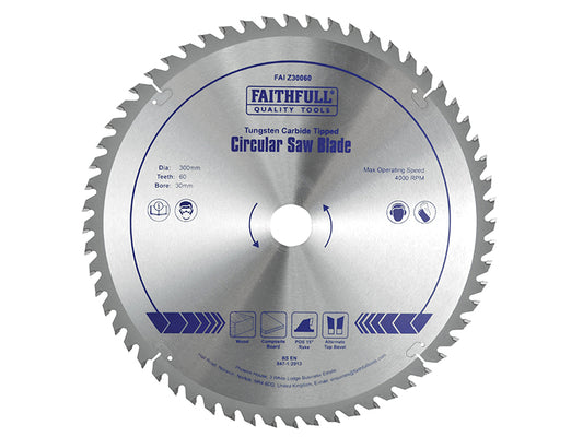 Faithfull TCT Circular Saw Blade 300 x 30mm x 60T POS FAIZ30060