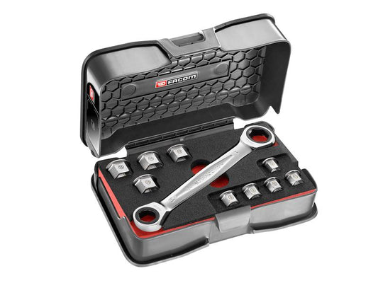 Facom Ratcheting Wrench 11-in-1 Low Access With 9 Reducer Bushes FCM464J1APB
