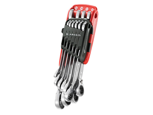 Facom Metric Ratchet Combination Wrench Set 10 Piece Angled At 15° 467B.JP10PB