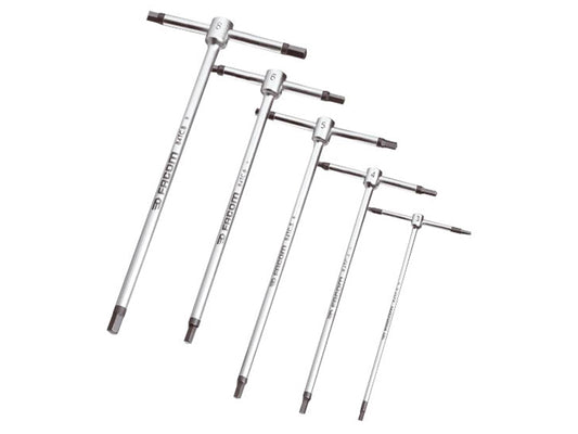 Facom Metric T Handle Hexagon Key Set 5 Piece With 3 Hexagon Ends FCM84TCJE5
