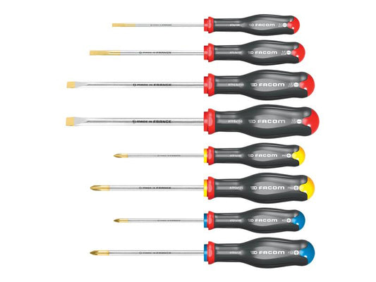 Facom Protwist Screwdriver Set 8 Piece Slotted Phillips & Pozidriv FCMATJ8PB