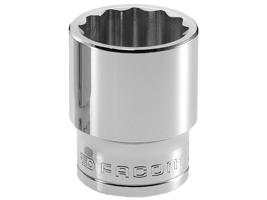 Facom Socket 1/2in Drive 16mm Bi-Hexagon Chrome Standard Length FCMS16