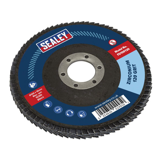 Sealey Flap Disc Zirconium �100mm �16mm Bore 120Grit FD100120