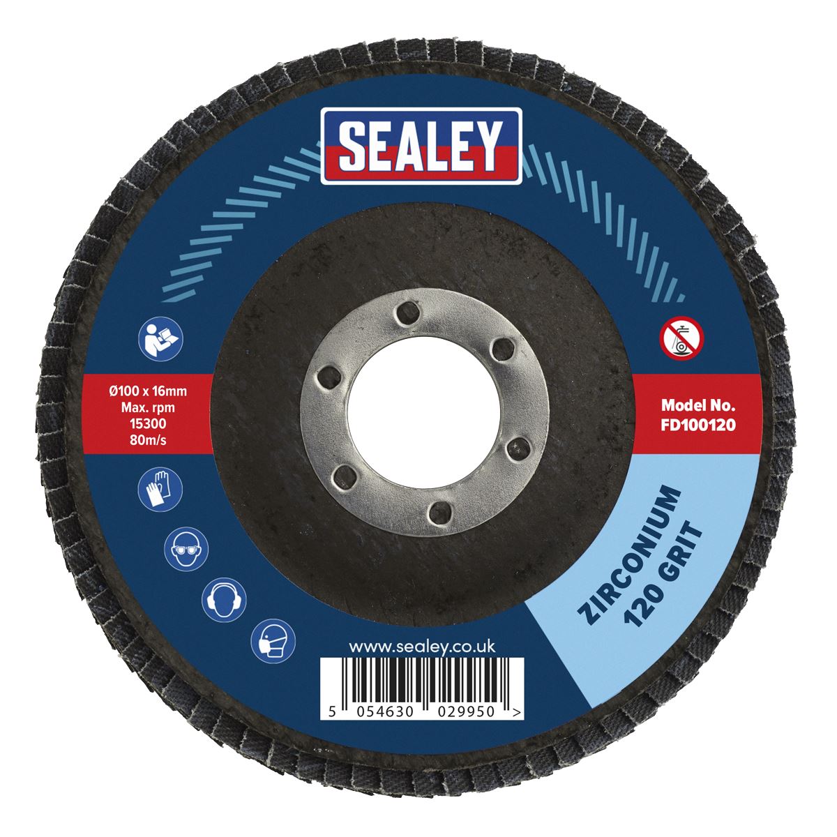 Sealey Flap Disc Zirconium �100mm �16mm Bore 120Grit FD100120