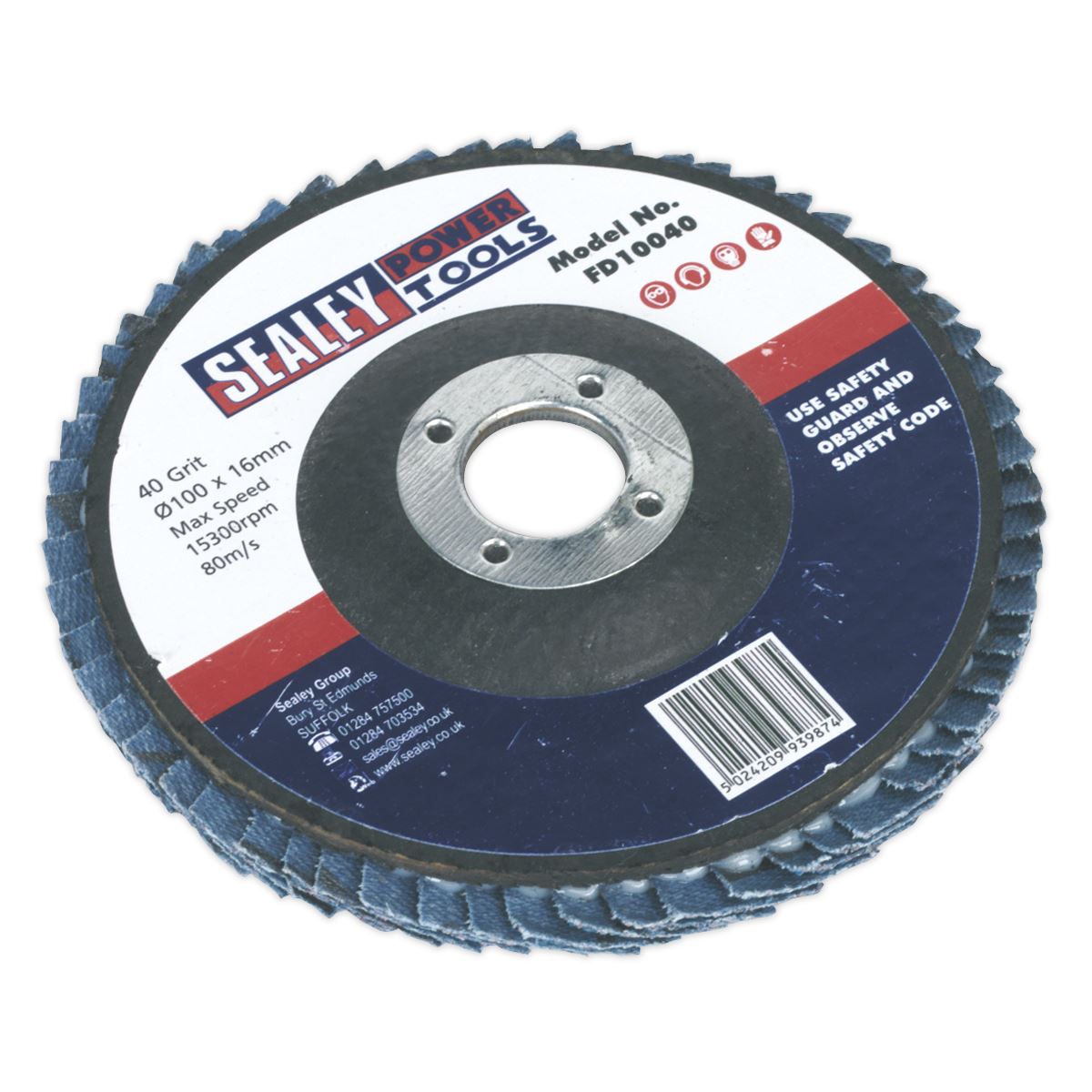 Sealey Flap Disc Zirconium �100mm �16mm Bore 40Grit FD10040