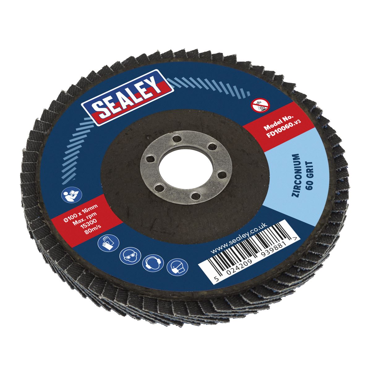 Sealey Flap Disc Zirconium �100mm �16mm Bore 60Grit FD10060