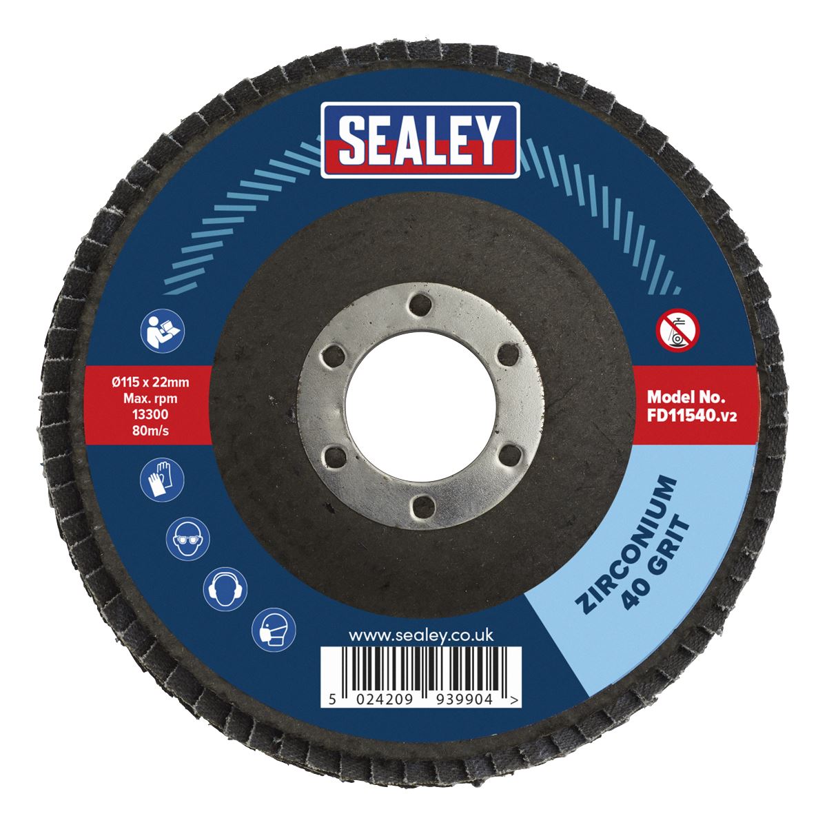 Sealey Flap Disc Zirconium �115mm �22mm Bore 40Grit FD11540
