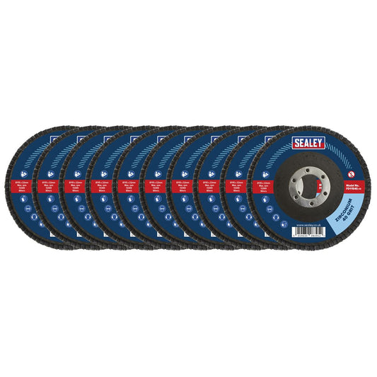 Sealey 40Grit Flap Discs Zirconium �115mm �22mm Bore - Pack of 10 FD1154010