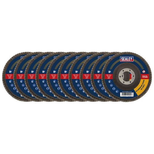 Sealey 40Grit Flap Discs Aluminium Oxide �115mm �22mm Bore - Pack of 10 FD11540E10
