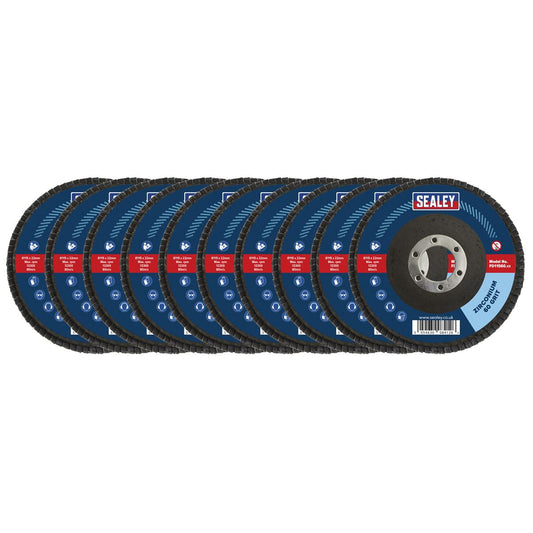 Sealey 60Grit Flap Discs Zirconium �115mm �22mm Bore - Pack of 10 FD1156010