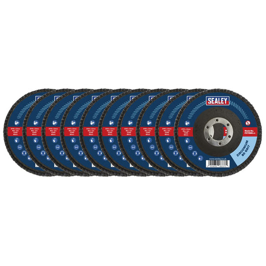 Sealey 80Grit Flap Discs Zirconium �115mm �22mm Bore - Pack of 10 FD1158010