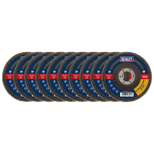 Sealey 80Grit Flap Discs Aluminium Oxide �115mm �22mm Bore - Pack of 10 FD11580E10