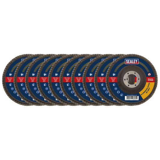 Sealey Assorted Grit Flap Discs Aluminium Oxide �115mm �22mm Bore - Pack of 10 FD115EMIX