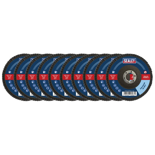 Sealey Assorted Grit Flap Discs Zirconium �115mm �22mm Bore - Pack of 10 FD115MIX