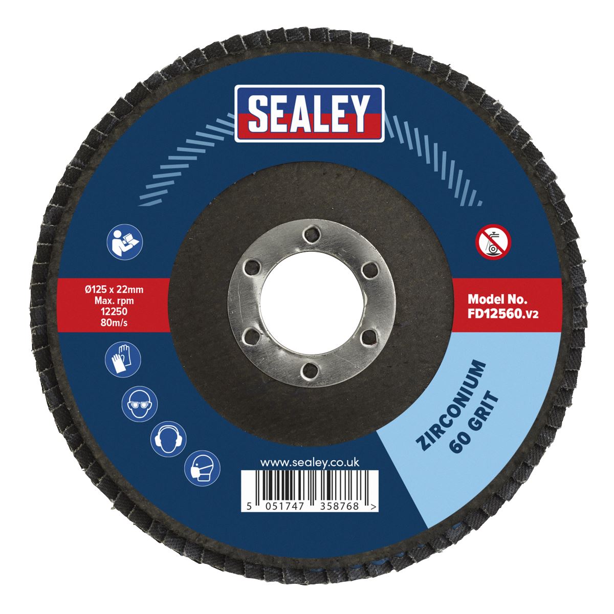 Sealey Flap Disc Zirconium �125mm �22mm Bore 60Grit FD12560