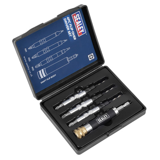 Sealey Flip Over Screwdriver Countersink Set 4pc Quick Change 1/4" Shank FDS4