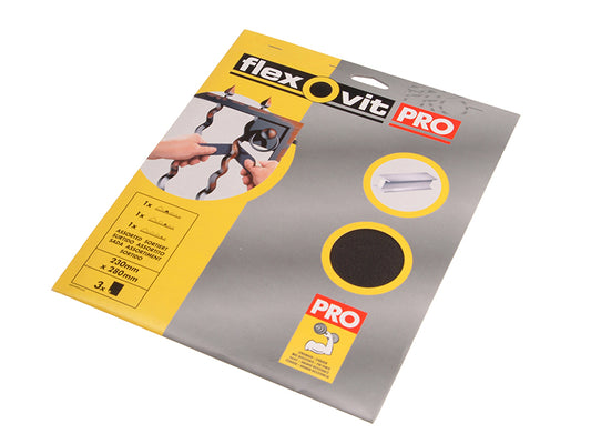 Flexovit Emery Cloth Sanding Sheets 230 x 280mm Medium 80G (3) FLV26304