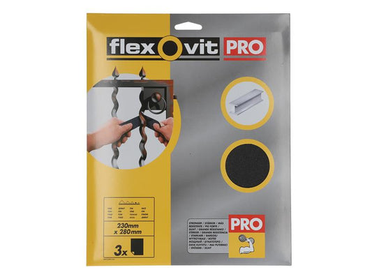 Flexovit Emery Cloth Sanding Sheets 230 x 280mm Fine 120G (3) FLV26306