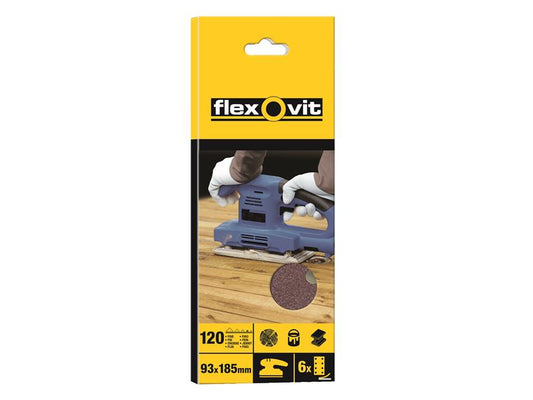 Flexovit 1/3 Sanding Sheets Perforated Fine 120 Grit (Pack 10) FLV26336