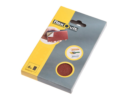 Flexovit Hook & Loop Sanding Block Refill Kit Medium 80g (6) FLV26348