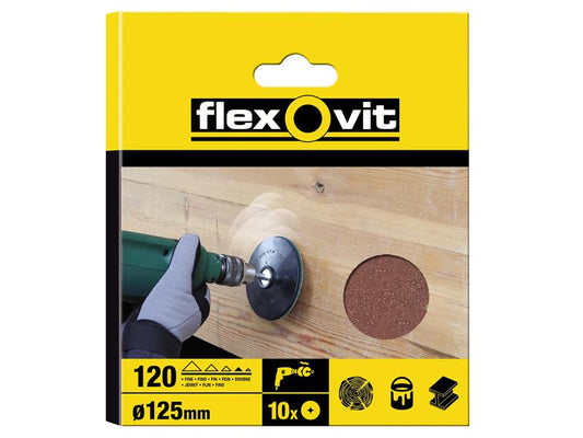 Flexovit Drill Mountable Disc 125mm Fine 120G (Pack 10) FLV26383